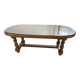 Table de salon en bois plateau verre