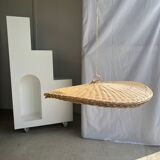 Rattan suspension or shade in the shape of a braided undulating circular tray d:80