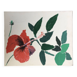 Tableau fleur exotique rouge