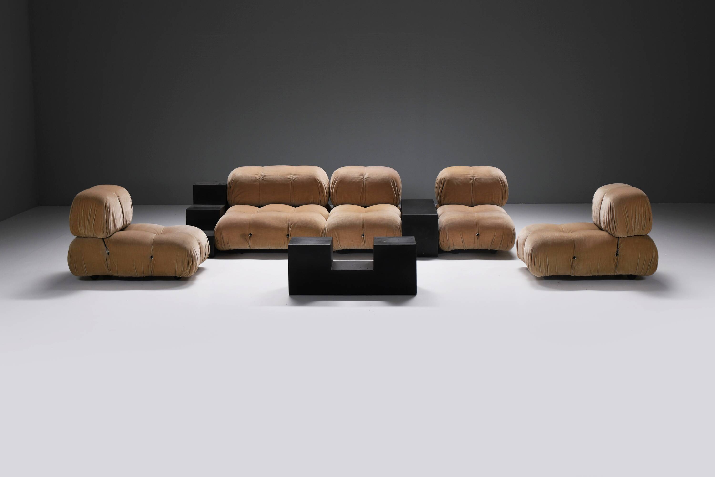 Vintage Camaleonda set & 3 Gli Scacchi tables by Mario Bellini for C & B Italia