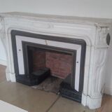 Fireplace XIX ° marble louis XV style with narrowed and floor slabs