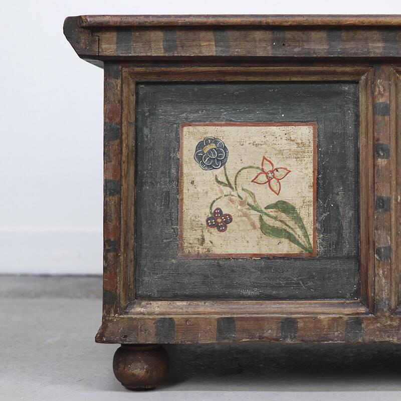 Folk art painted bridal chest