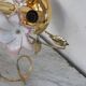 Set of 3 Charming Murano Vintage Ceiling Light Pink Flowers, 1970s