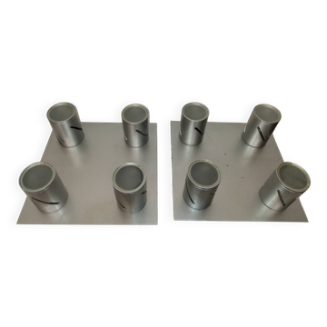 Pair of metal ceiling lights