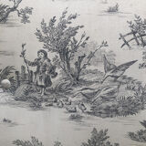 Fauteuil à oreilles toile de Jouy