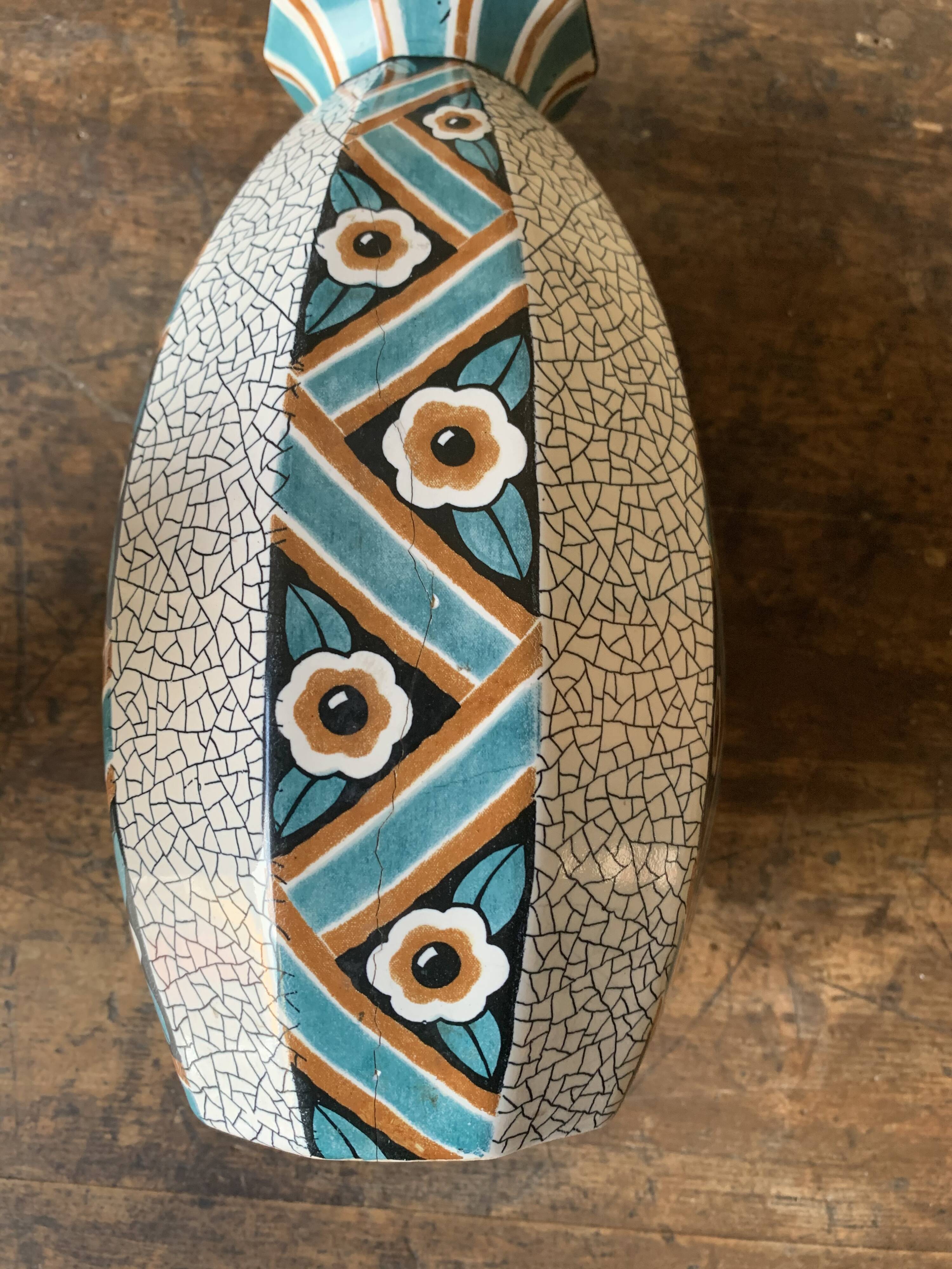 Pair of art deco vases in Sarreguemines earthenware