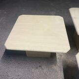 Ensemble de 3 tables basses vintage en marbre travertin