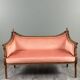 Louis XVI style canapé in carved wood and velvet, 20th century