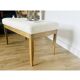 Oak bench, white fabric