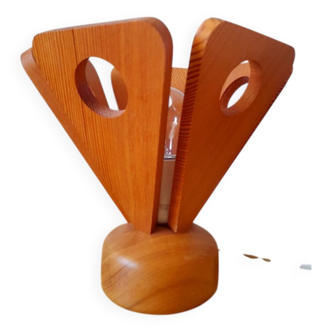 Lampe fleur scandinave en bois 1970