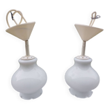 Duo white opaline pendant light