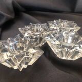 4 molded glass star candle holders