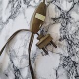 Brass lamp with vintage mother-of-pearl lampshade