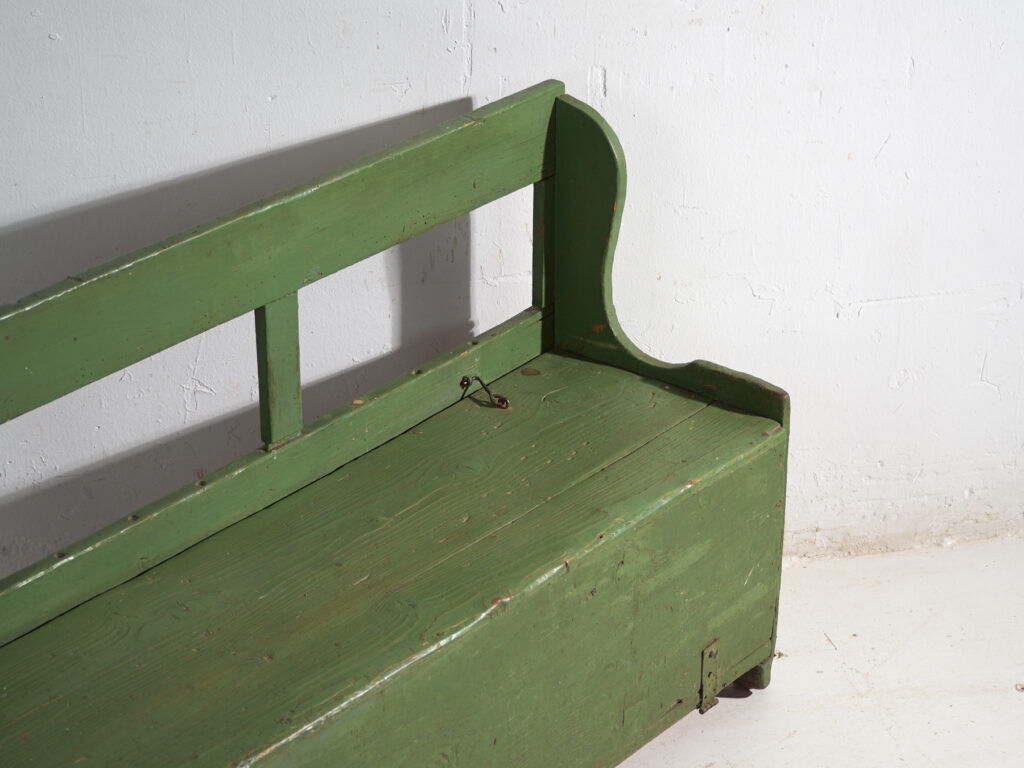 Antique painted pine bank safe – Central Europe, around 1900