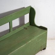Antique painted pine bank safe – Central Europe, around 1900