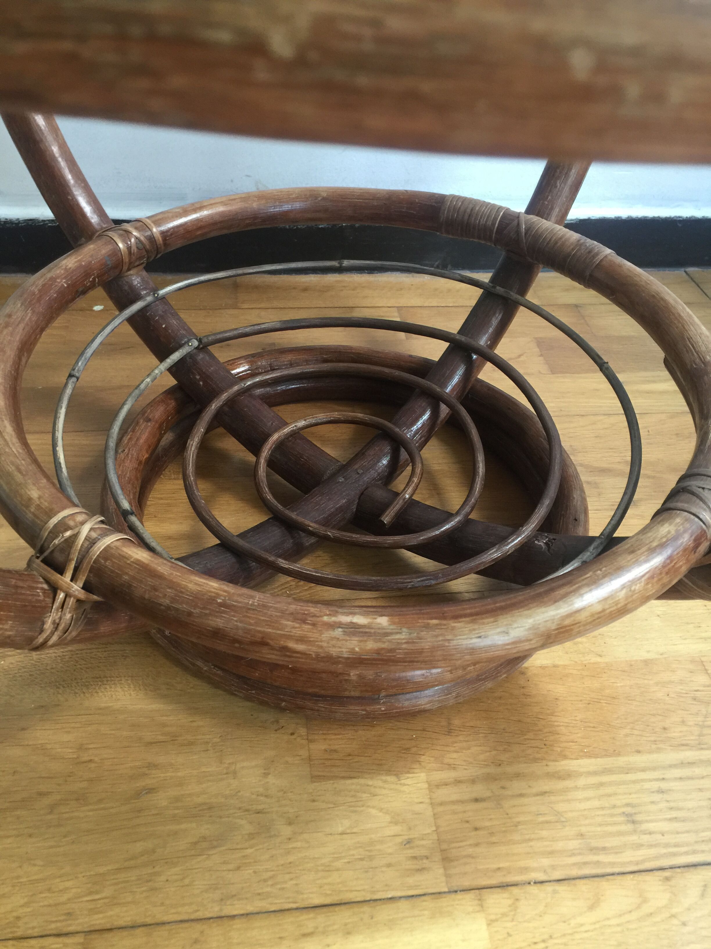 Rattan and glass table