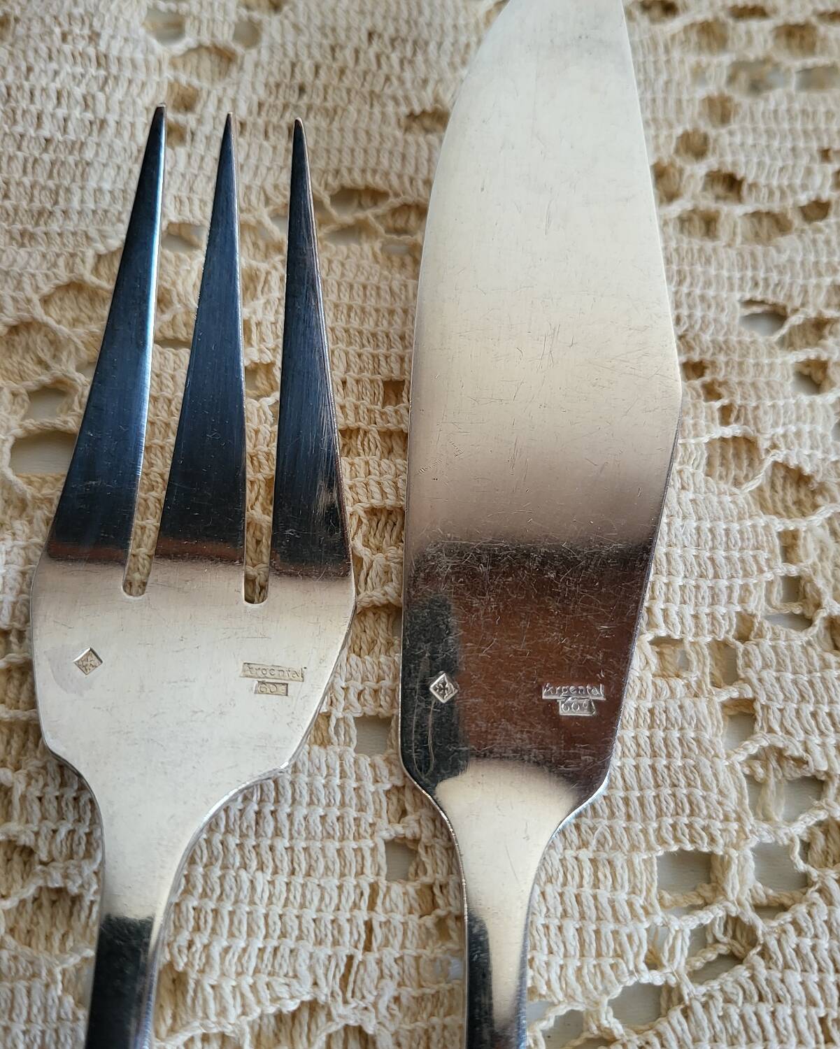 12 silver-plated fish cutlery sets by Argental