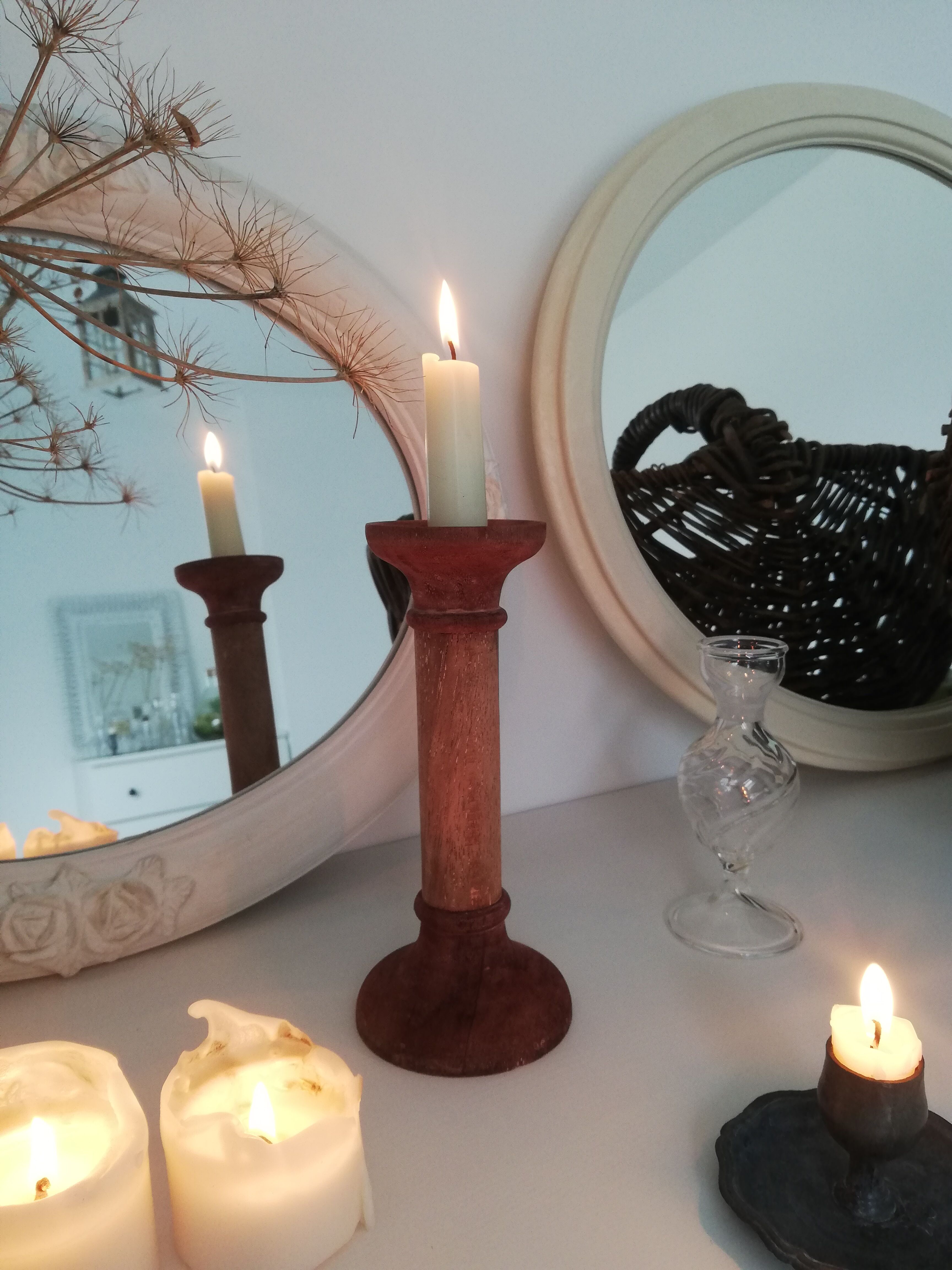 Vintage wooden candle holder
