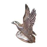 Vintage duck mail holder in silver metal