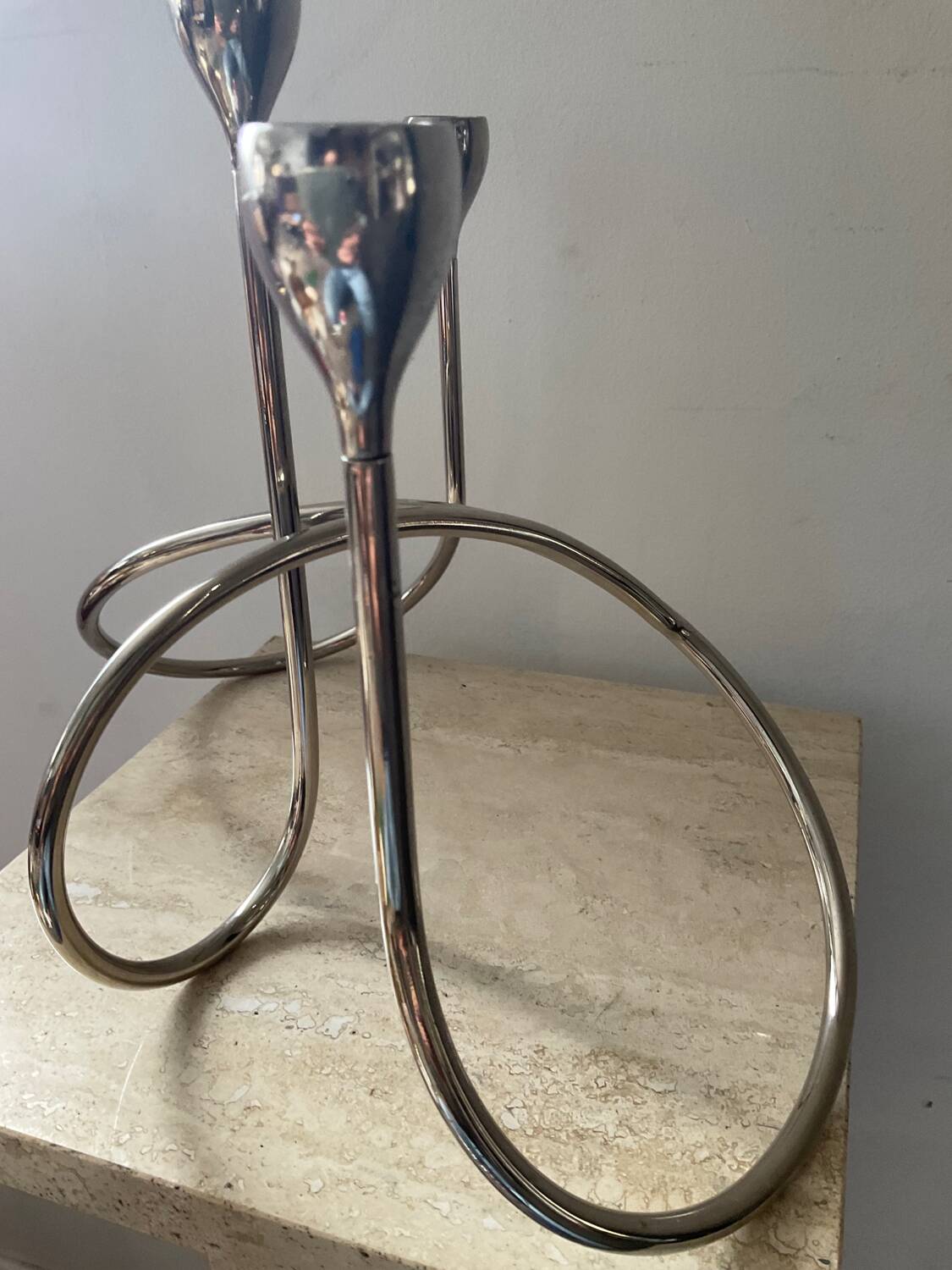 Black & Blum designer candle holder in silver metal