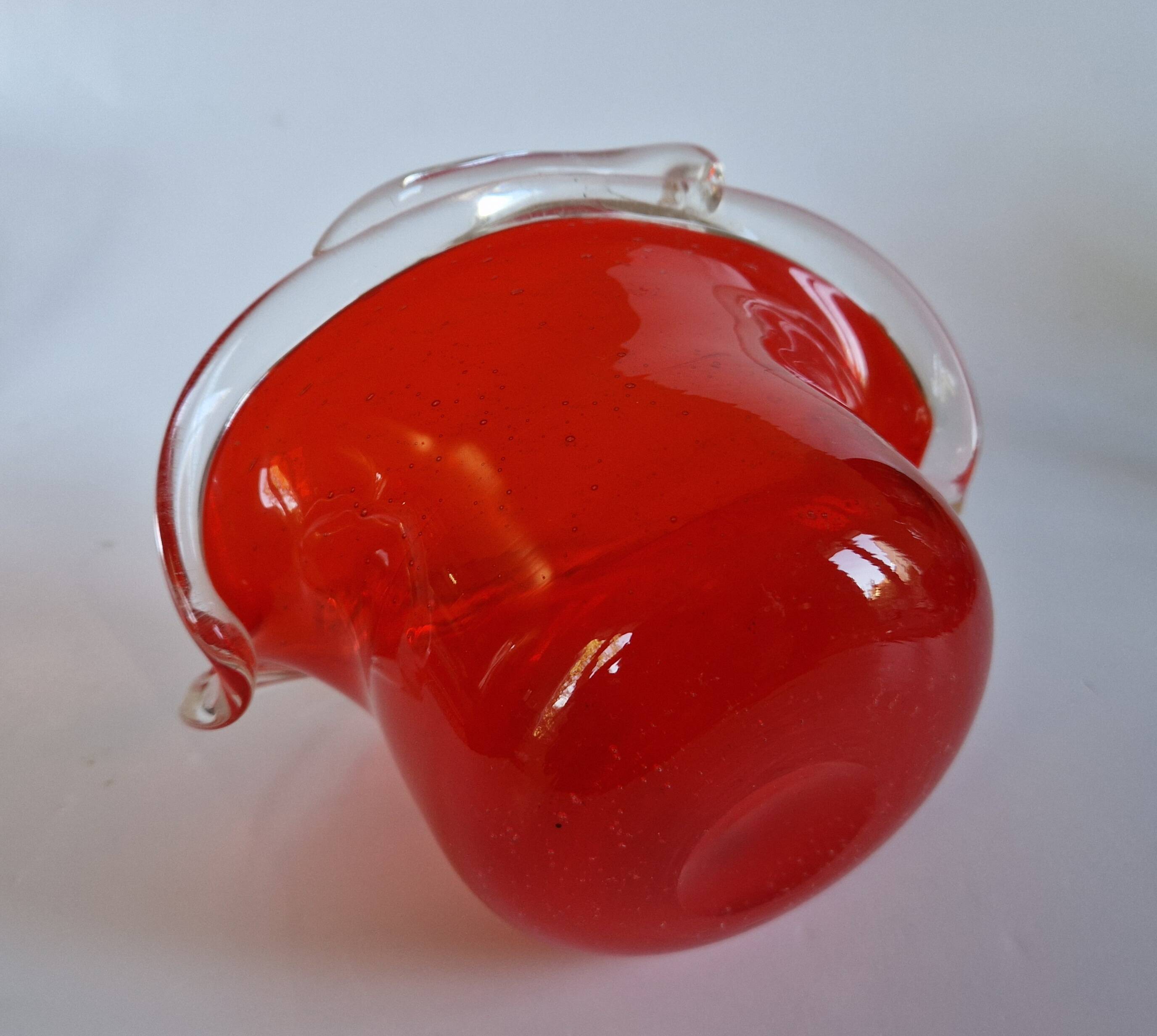 Vintage red Murano glass bowl Italy