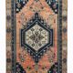 3x7 Red Navy Blue Geometric Persian Rug, 102x223Cm