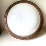 Vintage  wall or ceiling light in Mahogany & copper with  glass from a yacht