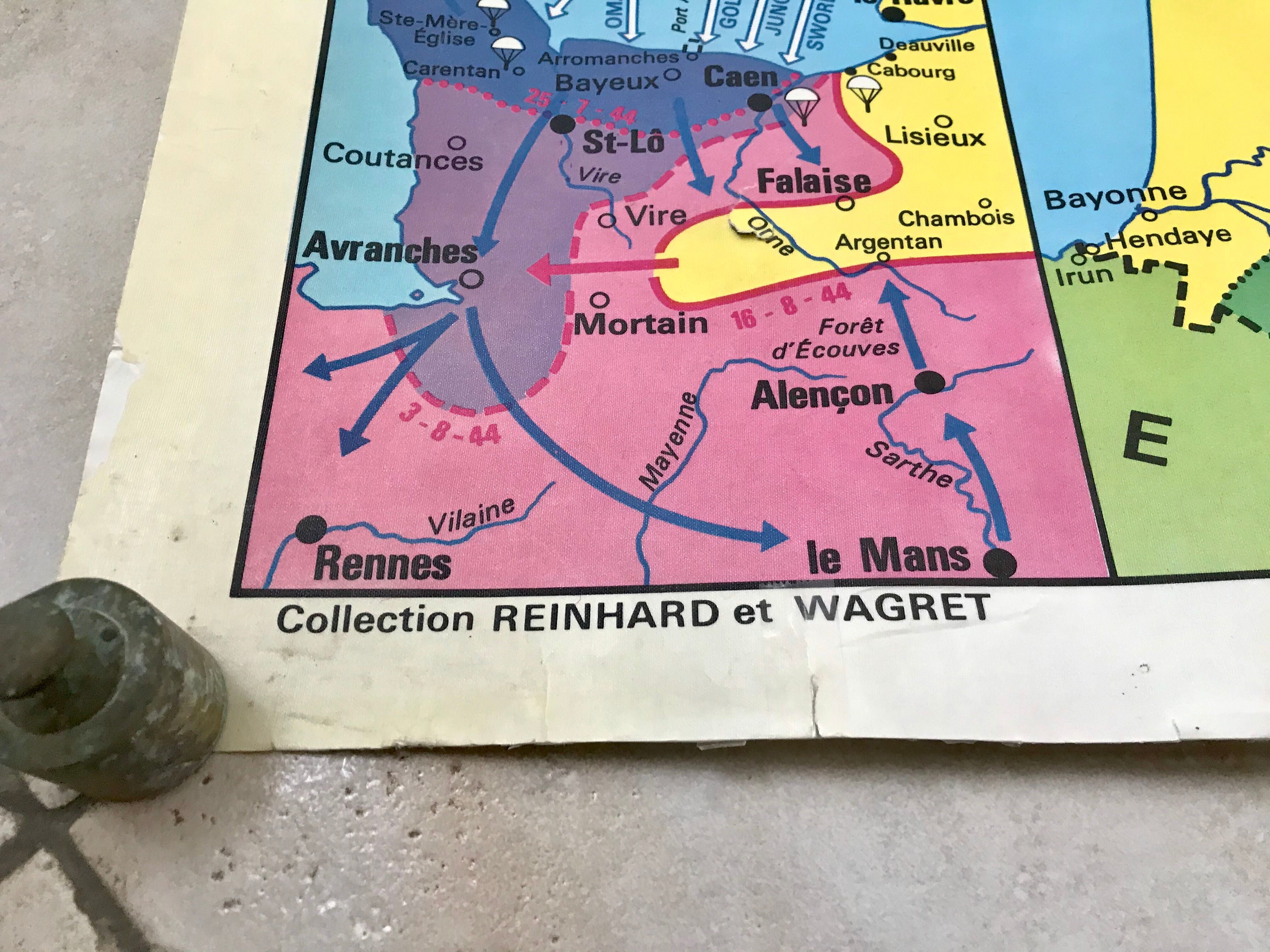 school map Librairie Armand Colin Reinhart and Wagret The France of 1939-1945 vintage 1970