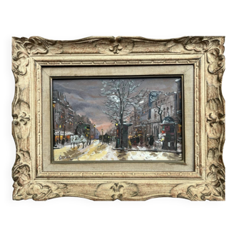 Gouache painting “Boulevard Haussmannien” Paris by Fred Bertrand (1915) + C