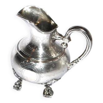 Creamer pitcher in sterling silver guilloché minerva hallmark 110g