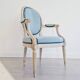 Louis XVI medallion armchair renovated velvet