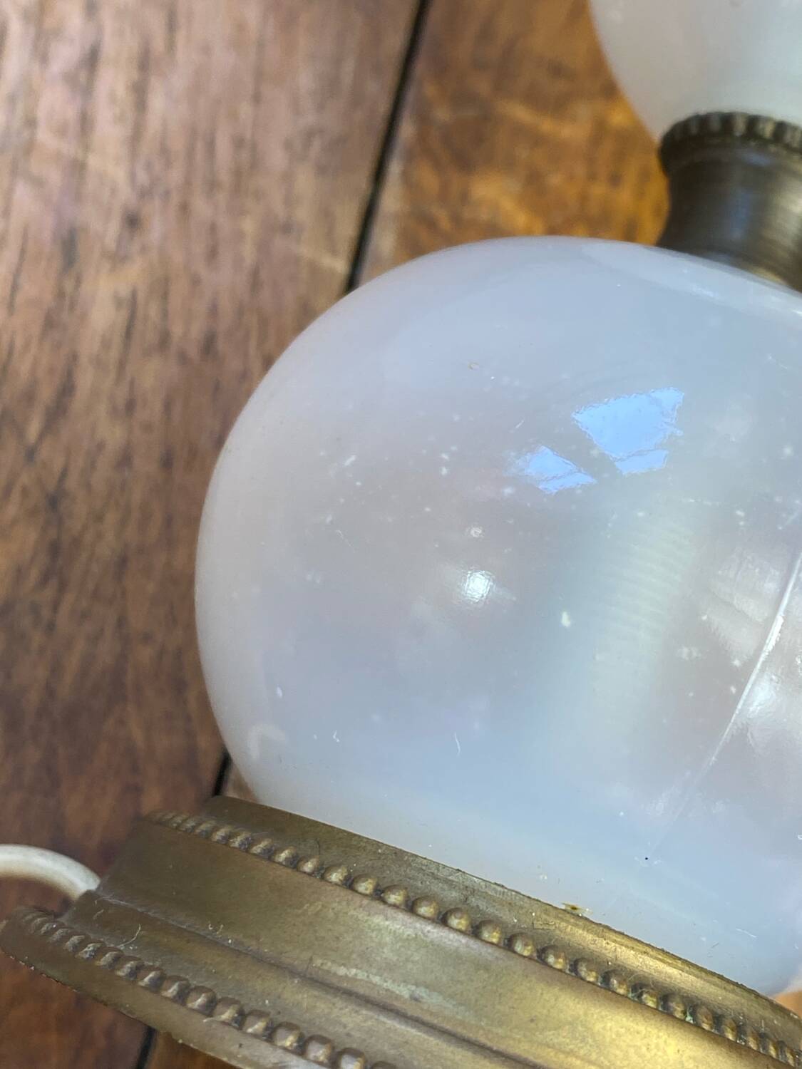 Glass and brass lamp