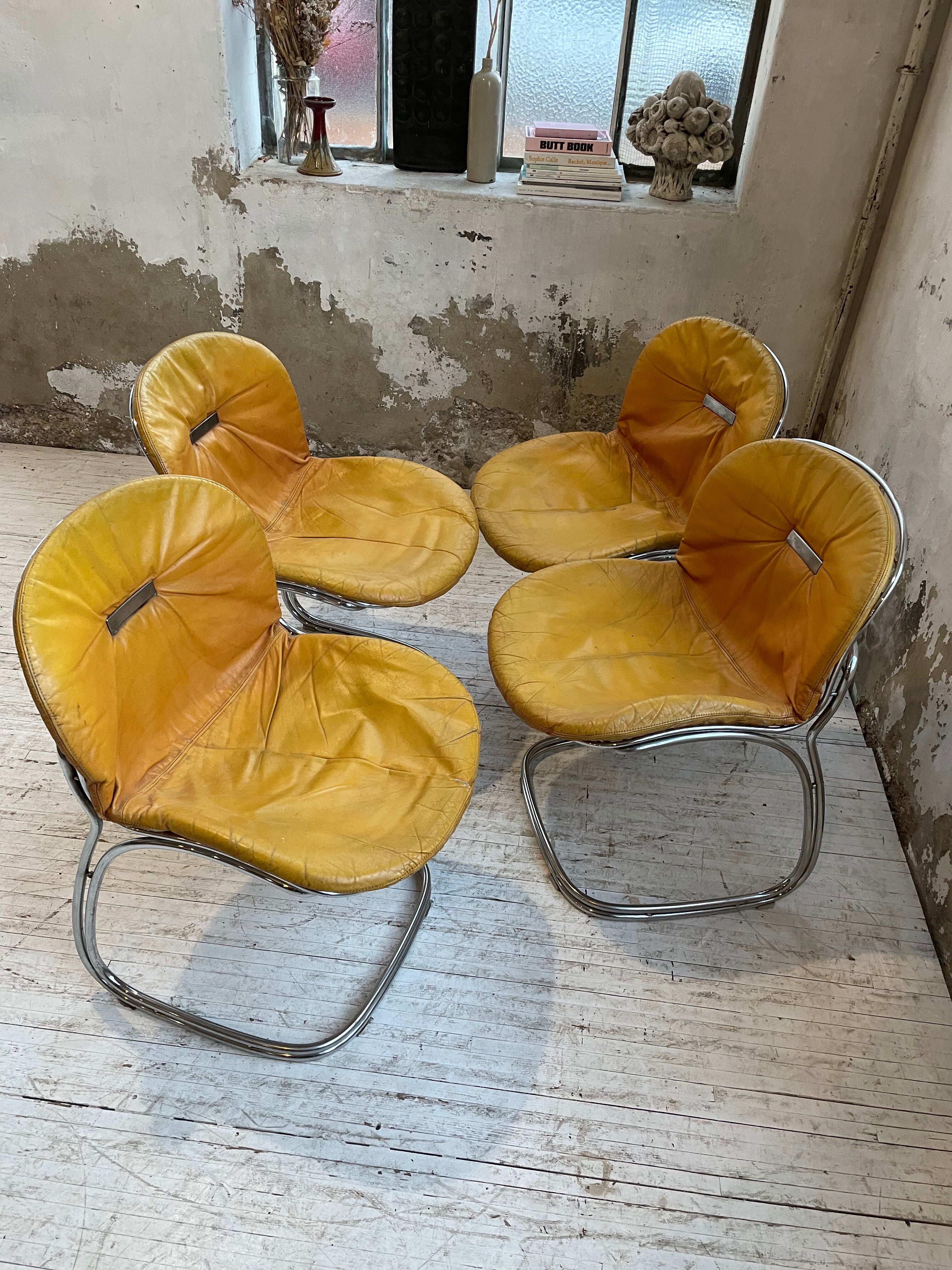 4 chairs Rinaldi "Sabrina" yellow leather