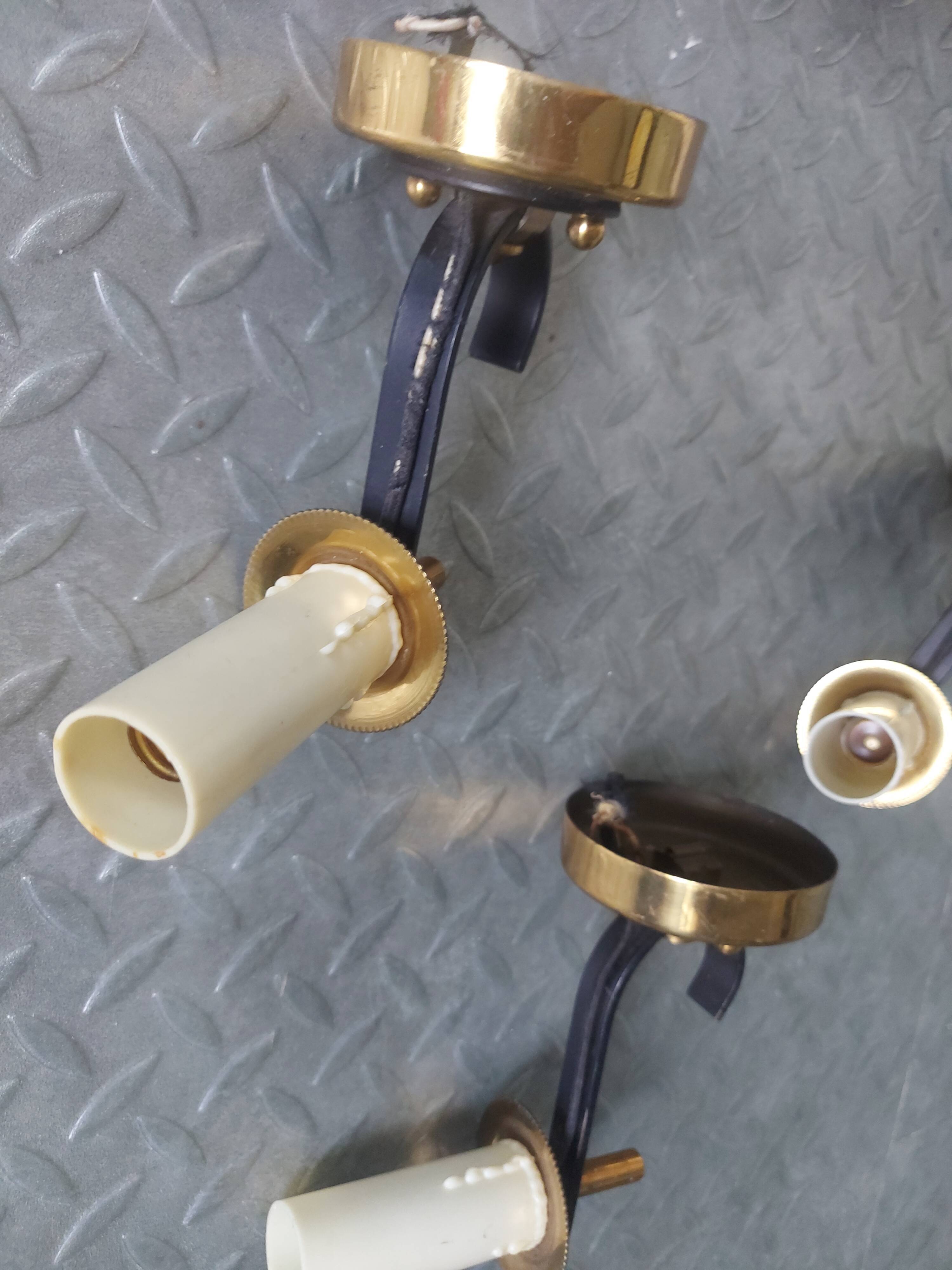 3 brass sconces with lampshade, 50