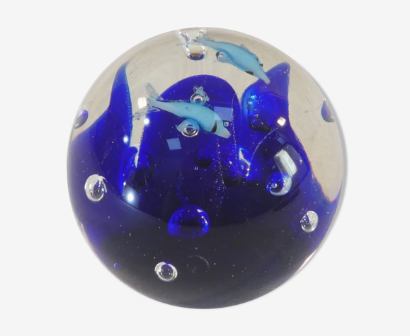 Presse-papier les dauphins au fond bleu nº2
