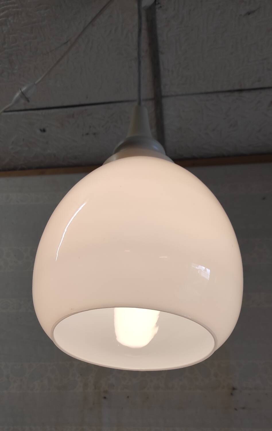 Scandinavian globe opaline suspension style - 1960s/70s