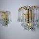 Pair of Venini "drops" wall lights, 3 levels, murano glass, Italy, 1970