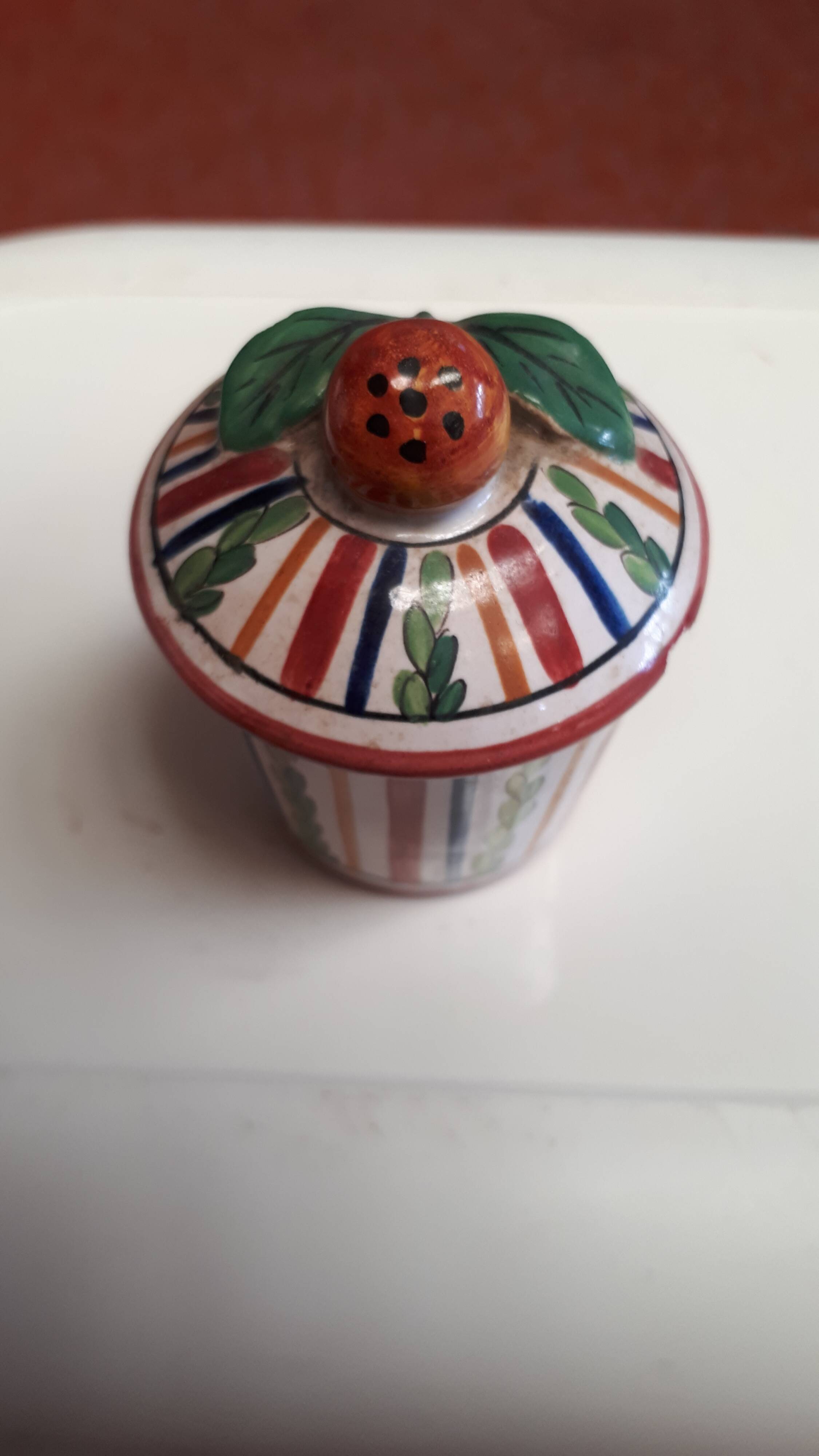 Small mustard pot signed AR-A in ceramic
