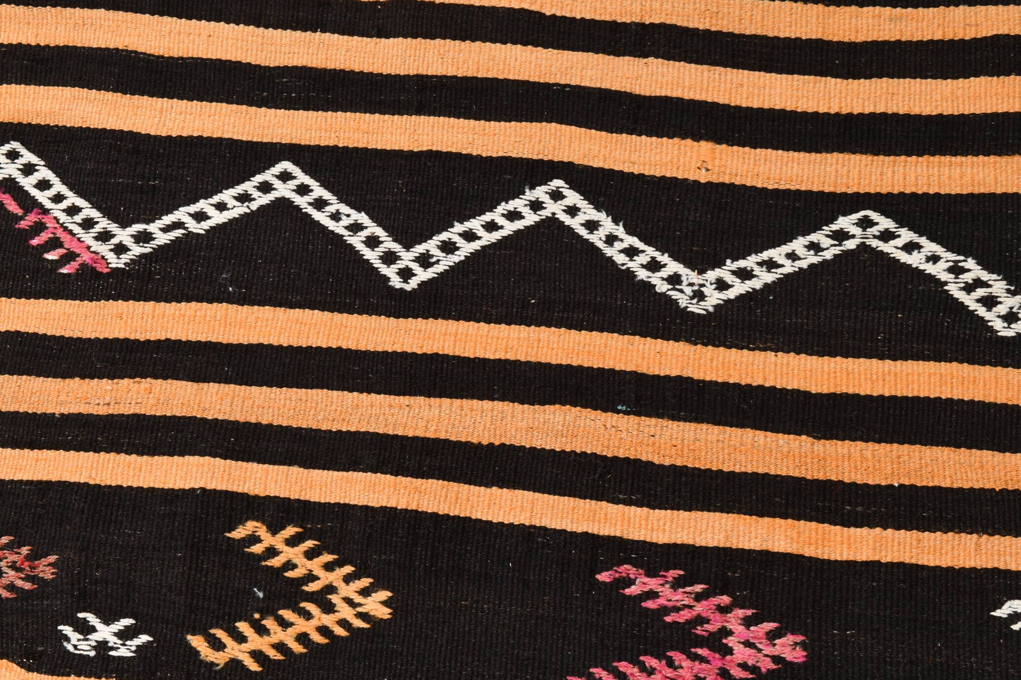 3x12 Pinstriped Kilim Runner Rug, 91x349Cm