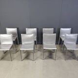 Chaises de salle à manger en cuir gris par Cattelan Italie, lot de 8 - années 1980