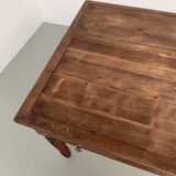 Walnut and pine drapery farmhouse table