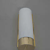 Brass and opaline glass wall lamp, glashutte limburg, 1970s