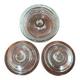 Set of three round thick moulded glass candle holders