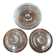 Set of three round thick moulded glass candle holders