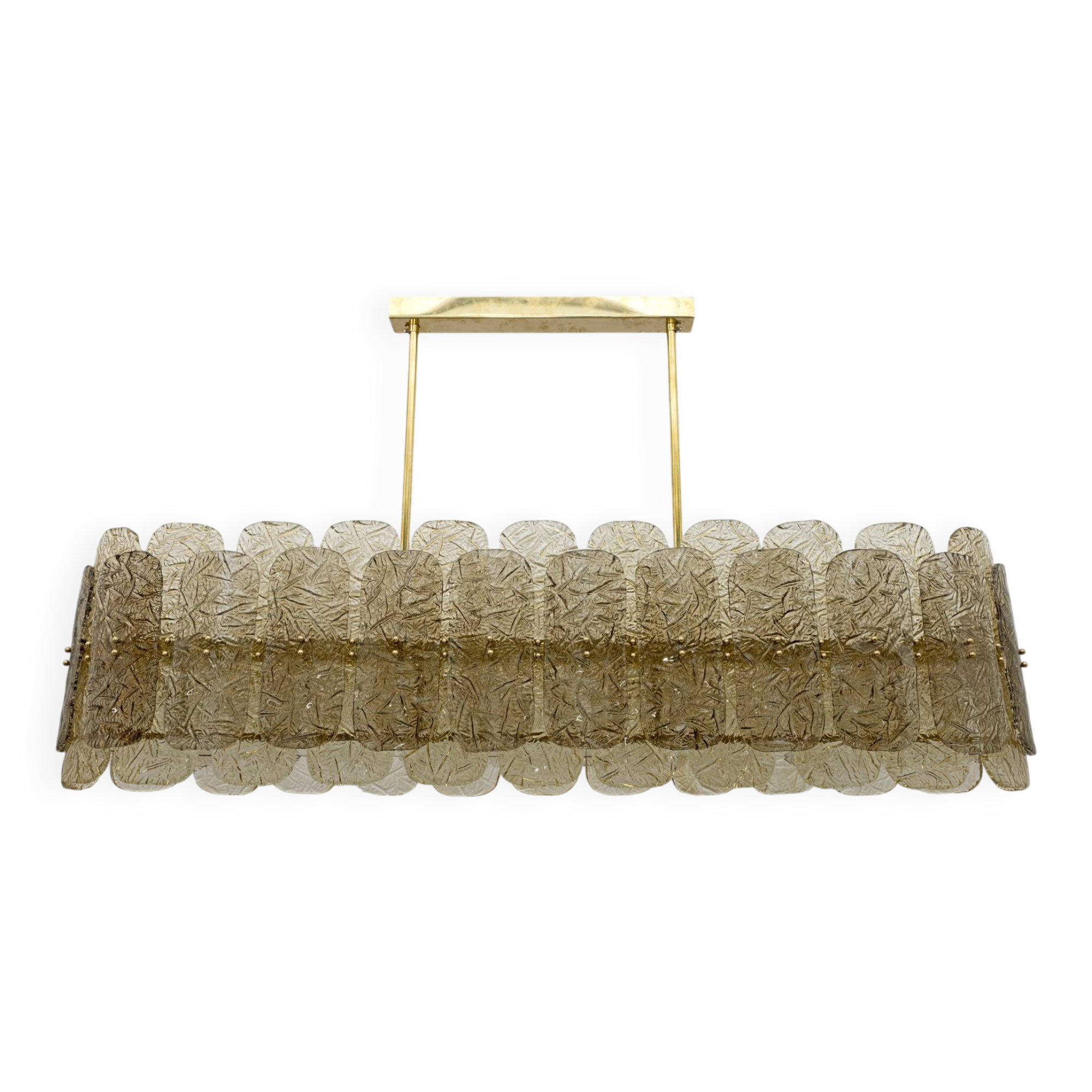 Mid-century Modern Stiyle Italian Brass and Murano Glass Chandelier