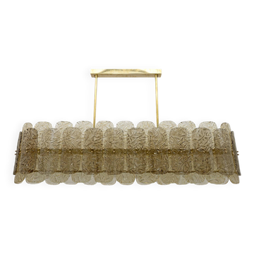 Mid-century Modern Stiyle Italian Brass and Murano Glass Chandelier