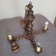 Wood chandelier 4 branches 60s