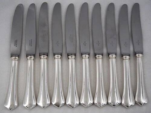 Ravinet d'Enfert, Ercuis Brantome set of 20 knives, 10 dinner knives + 10 dessert knives.