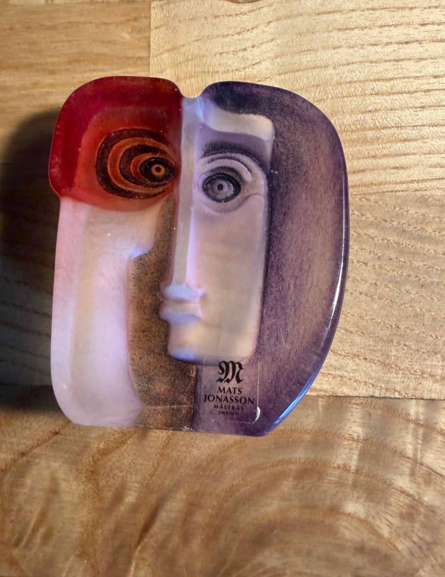 Glass sculpture / "Mio" mask - Signed - Art glass