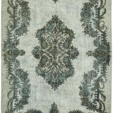 Handmade hi-low pile oriental 1980s 202 cm x 315 cm blue rug